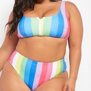 Forever 21+ Rainbow Stripe Bikini